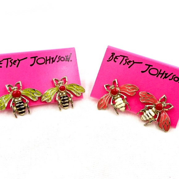 BETSEY JOHNSON EARRINGS FLY BEE BUG - Picture 3 of 9